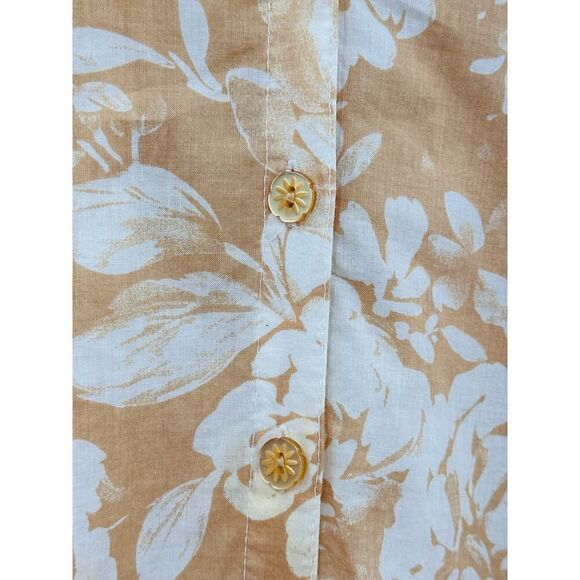 Susan Graver Style 100% Cotton Cream Floral Button Down Blouse Shirt Size Large - Picture 5 of 8